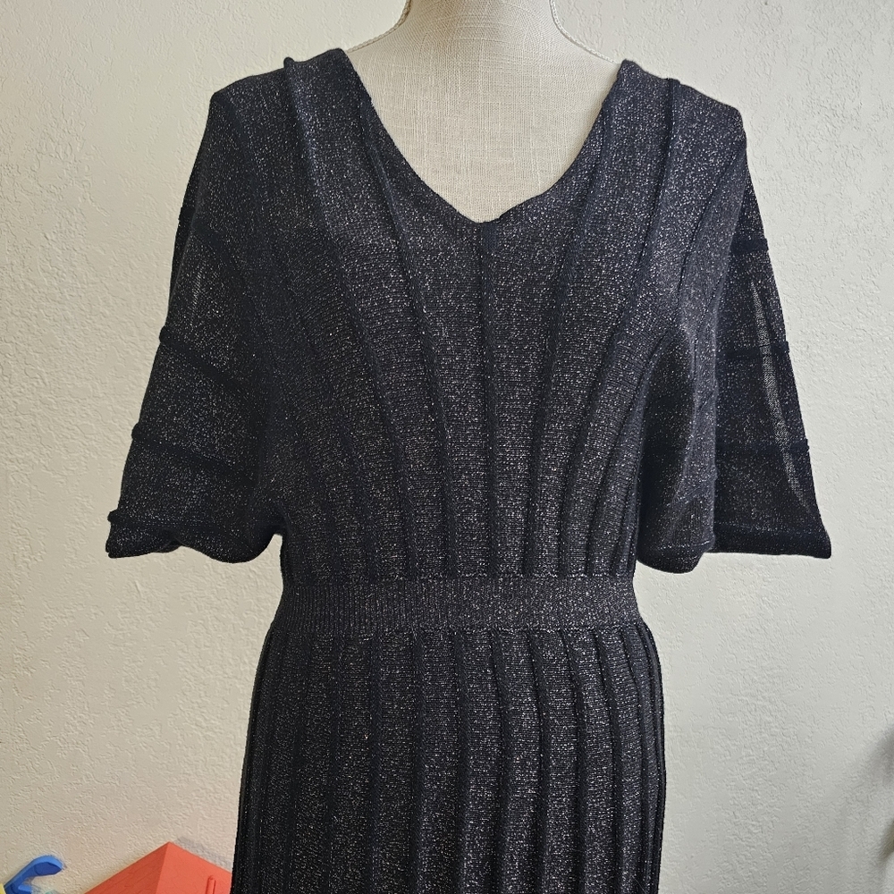 Anthropologie Knitted & Knotted Gallivant Metallic Dress Size Medium - Picture 4 of 10